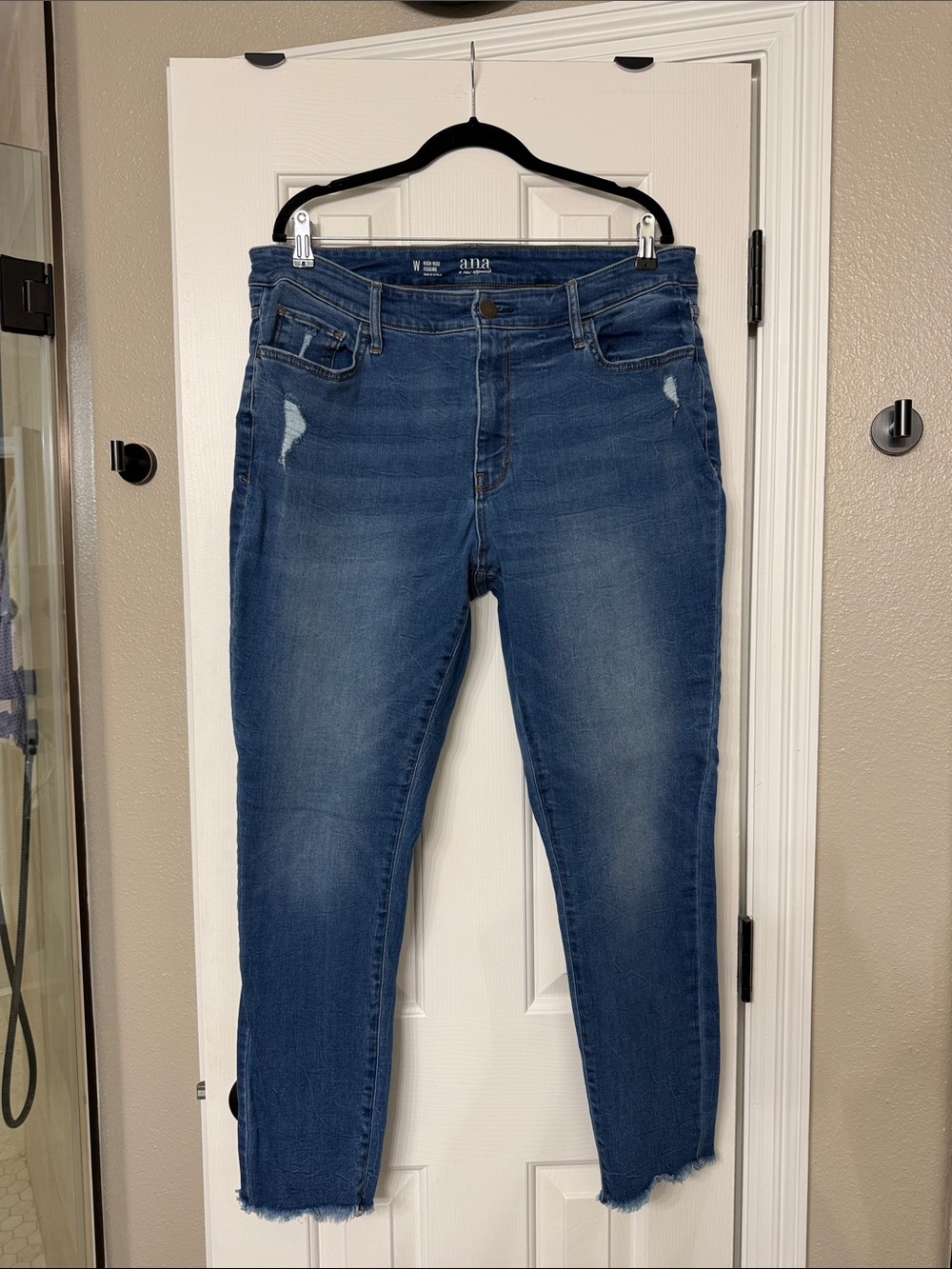 a.n.a medium Blue Cropped Slim Jeans with Raw Hem